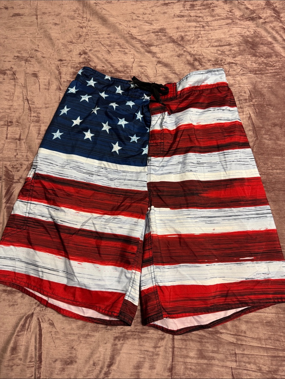 U.S. Apparel Men's American Flag Swim Trunks - Red, White & Blue